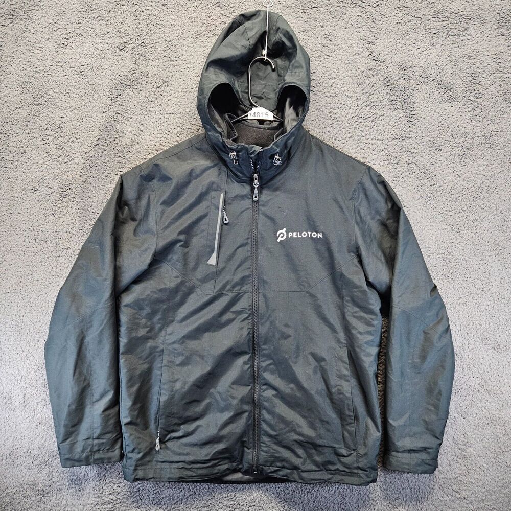 Peloton Jacket Windbreaker Men Size Medium‎ Black Hooded Full Zip